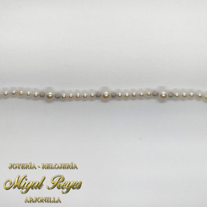 PULSERA PERLAS Y ORO BLANCO