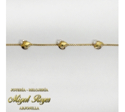 PULSERA HOJAS  CON PERLAS