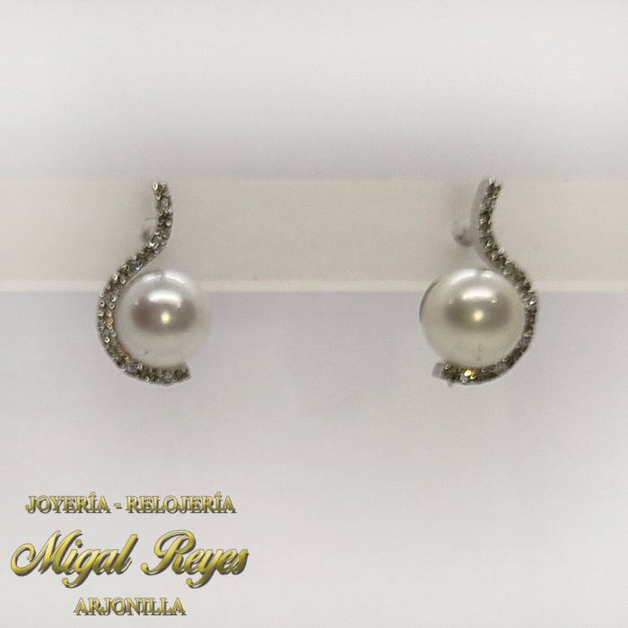 PENDIENTES DIAMANTES PERLAS