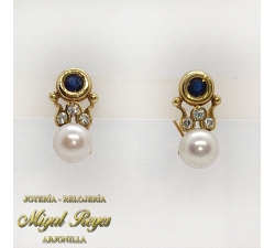 PENDIENTES ZAFIROS PERLAS