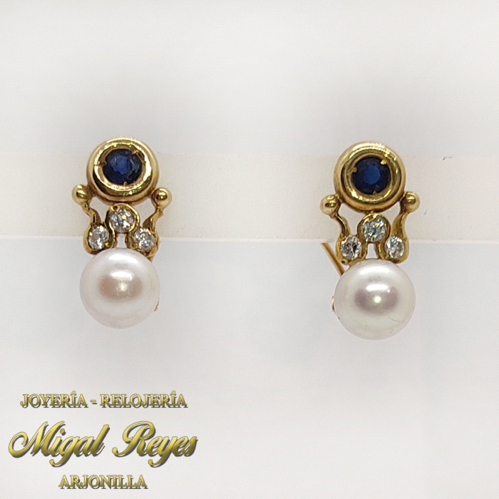 PENDIENTES ZAFIROS PERLAS