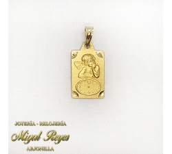 MEDALLA ORO RECTANGUL ANGEL RELOJ                                     