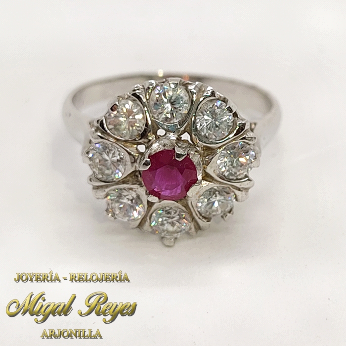 ANILLO ROSETA RUBI