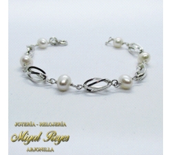 PULSERA PLATA  PERLAS JAULA                                           