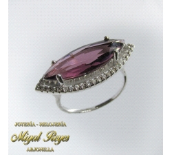 SORTIJA PLATA MORADO OVAL  CIRCONITAS                                 