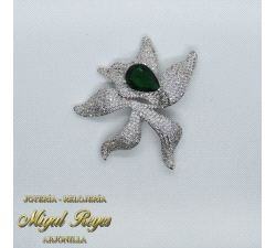 BROCHE BISUTERIA ESTRELLA PIEDRA VERDE                                