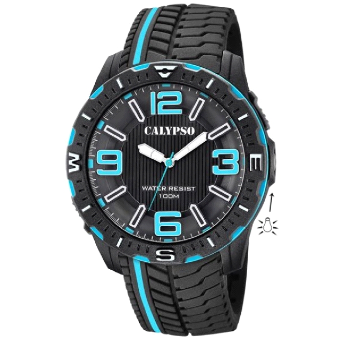 RELOJ CALIPSO NEGRO - AZUL